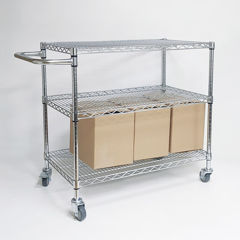 Wen Yijia three-layer tool cart stainless steel color turnover rack trolley transport truck mobile sorting truck cargo handle needs to add layers double handle height
