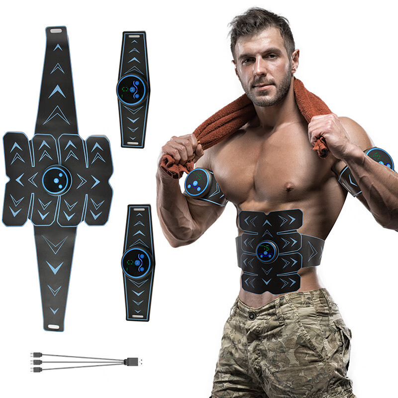 E-commerce ems lazy fitness belt abdominal muscle patch abdominal muscle training thorn massage home sports equipment blue-new eight-piece belt magnetic buckle three-piece set charging model-C1