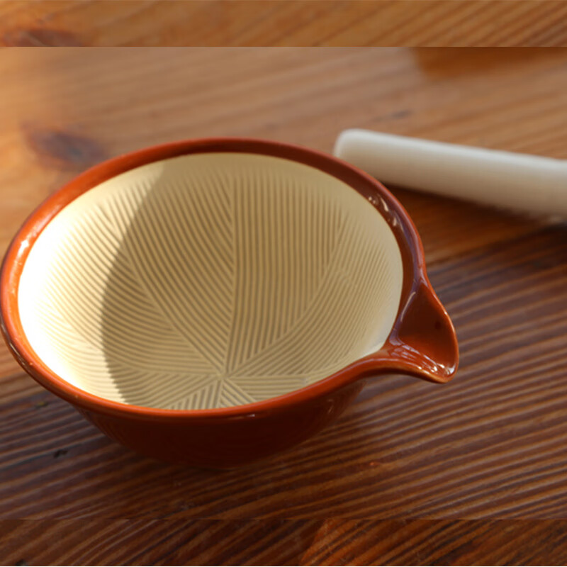 Meikejie ceramic grinding bowl, baby grinding bowl, Chinese medicine grinding bowl, baby fruit, vegetable, rice paste, meat paste grinding and supplementary food bowl, P coffee color grinding bowl + ceramic rod