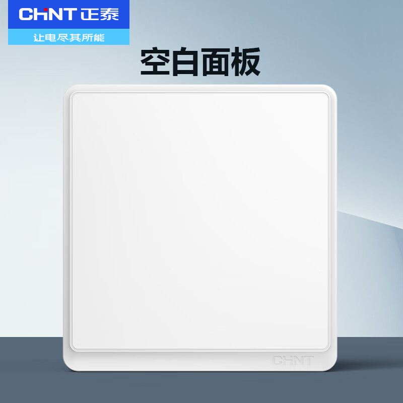 Chint (CHNT) switch socket panel household 86-type five-hole wall panel concealed power socket electrician recommended socket frame large panel oblique five-hole 6M bright white blank panel