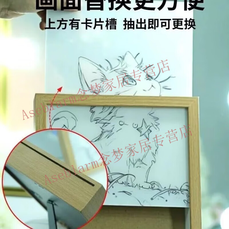 Aseblarm light painting same style kitten light painting birthday gift for girls anime luminous painting bedroom night light cat style three color adjustment 2 17-23CM upgraded charging touch style