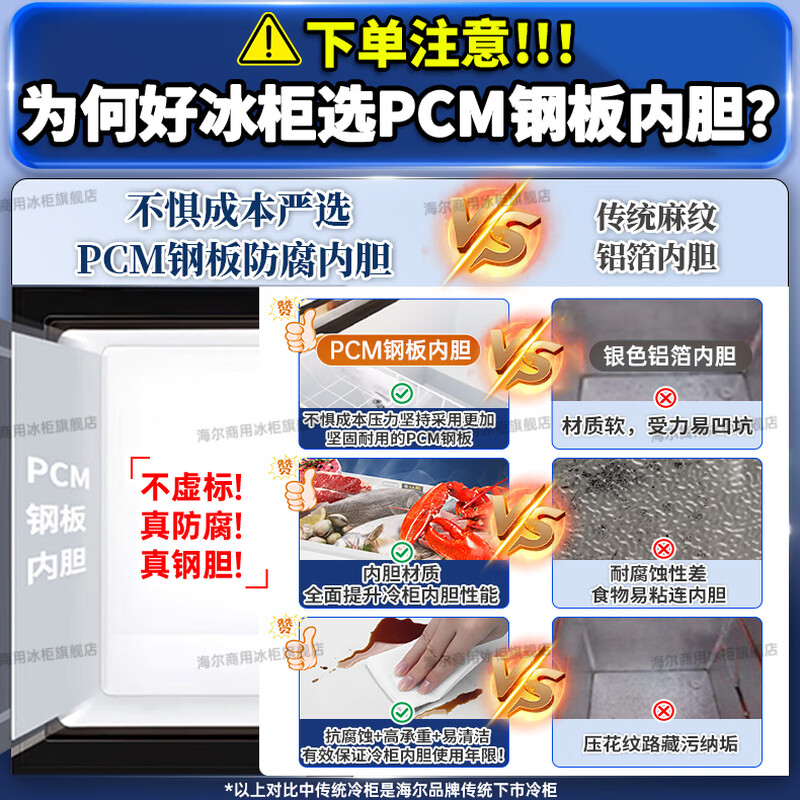 Haier Freezer 500 liters or more, commercial large capacity, minus -38 degrees, ultra-low temperature, no need for frequent defrosting, double door, tea, seafood, refrigeration and freezing, conversion for home use, 519 liters, top length 1.5 meters, minus 38 degrees, first-class energy efficiency