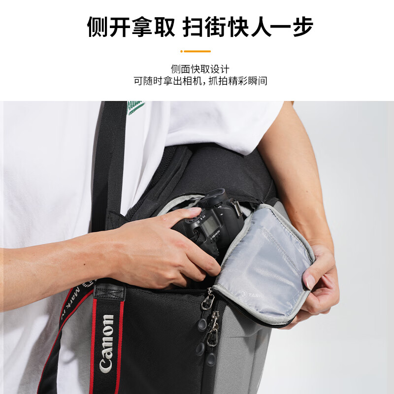 TARION Exquisite Photography Bag Shoulder SLR Backpack Canon Nikon Camera Bag Inner Bag with Side Opening XH Gray