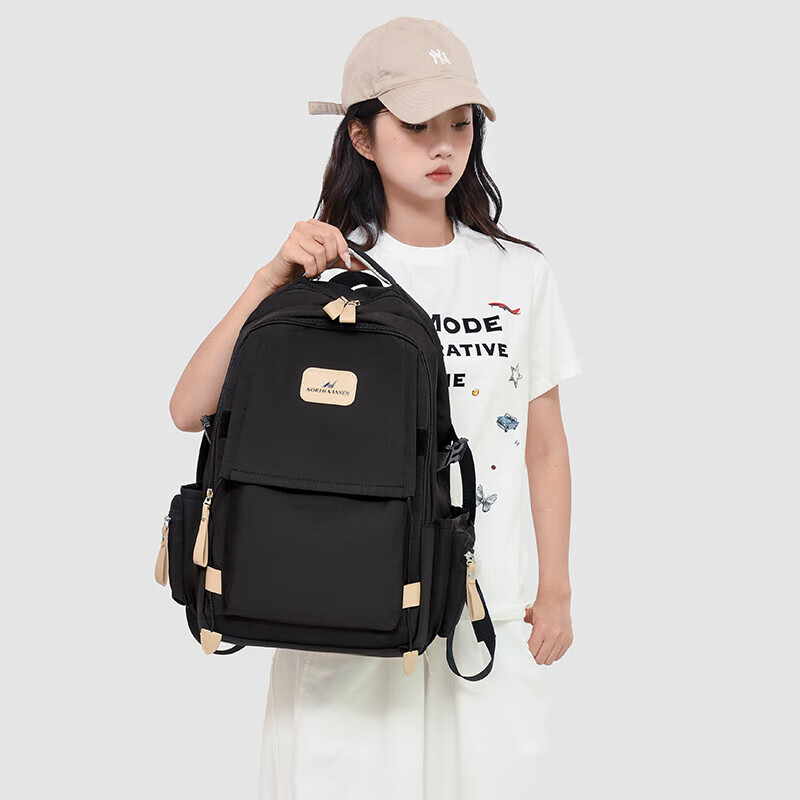 New style backpack for high school students, junior high school students, junior high school students, simple school bags, middle school students, college students, large capacity backpacks for boys, black