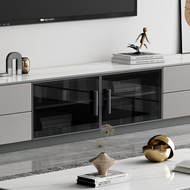 Croft light luxury home solid wood slate TV cabinet coffee table combination 8108#2.2m floor-standing TV cabinet