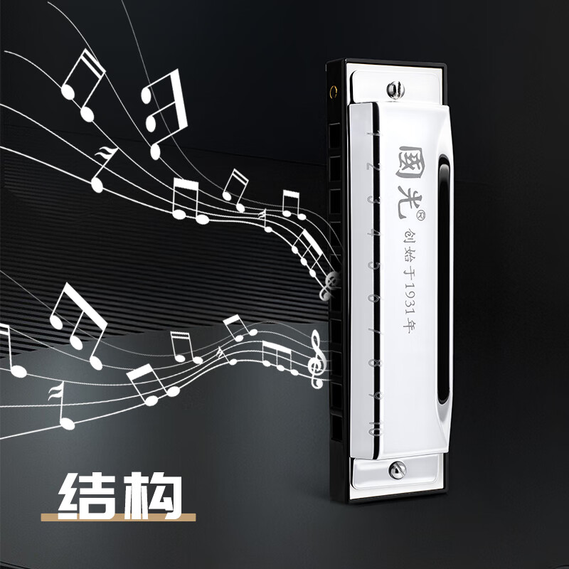 Guoguang 10-hole blues ten-hole blues harmonica in C key, resin case, gold