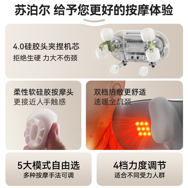 Supor Cervical Massager Shoulder and Neck Massager Neck Shoulder Neck Back Integrated Massager Cone Trapezius Kneading Massage Pillow Birthday Gift for Parents, Men and Girlfriends Powerful Model Upgraded Powerful Motor + Extra Long Battery Life + Large Area Hot Compress + Gift Box Annual Meeting Gifts New Year’s Gifts for Parents, Elderly Elders, Husbands and Wife High-end and Practical