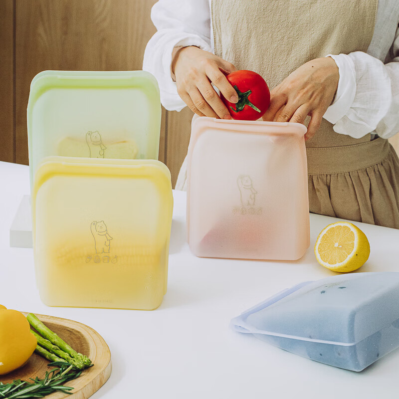 Shuke silicone fresh-keeping bag food-grade refrigerator frozen food storage bag with sealing packaging bag plastic sealing bag horizontal style-grape purple 1