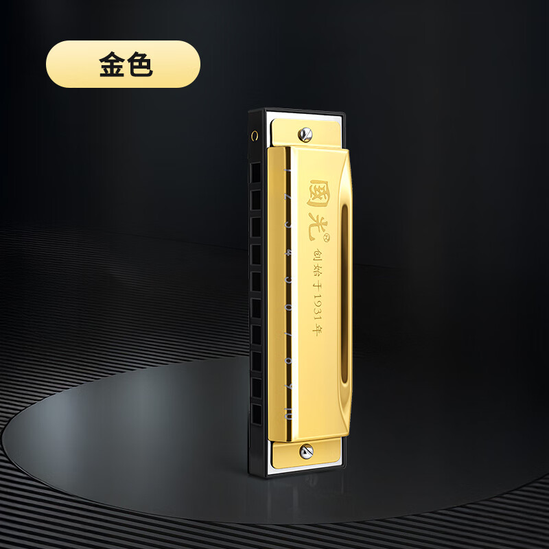 Guoguang 10-hole blues ten-hole blues harmonica in C key, resin case, gold