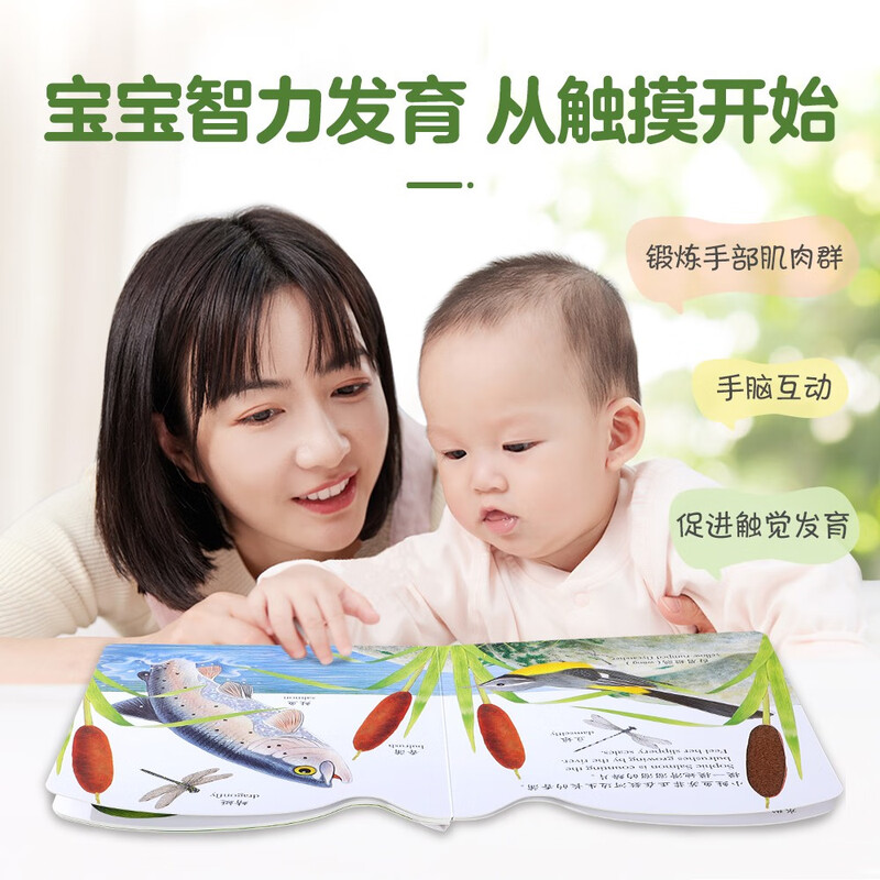 Bright and exquisite touch book series Little Otter Oscar 0-2 years old baby low cognitive picture book toddler enlightenment simulation tactile touch book Happy children's book money saving card