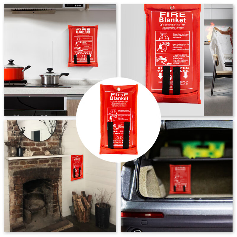 Bagged fiberglass fire extinguishing blanket fire blanket with temperature resistance of 550 degrees for home kitchen flame retardant and high temperature resistant Fire Blanket bagged 1*1 meter