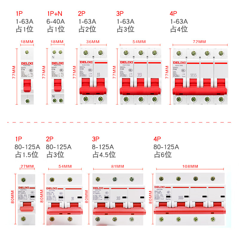 Delixi dz47s air switch 1p air switch 2p household 3p small circuit breaker 40a32a63a main switch 10A 4p