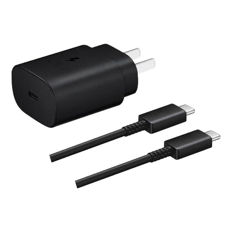 Samsung Special Price Samsung Original 25W Charger Fast Charging Version Mobile/Tablet Fast Charging Charger Type-C Interface 25W Fast Charging Set Cable + Head Old Model Black
