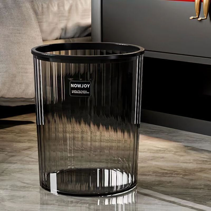 Room trash can household transparent light luxury living room large size bedroom kitchen bathroom office paper basket transparent flower bucket wise gray high-end transparent material waterproof and odor-proof thickened large transparent trash can with pressure ring 2 pack + garbage bag