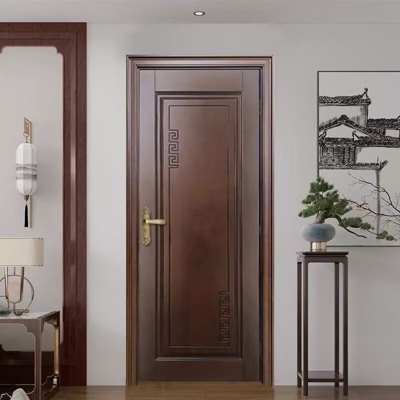 Solid wood door bedroom door walnut log painted door pure solid wood high-end wooden door room door interior door set door walnut pure solid wood log painted door A