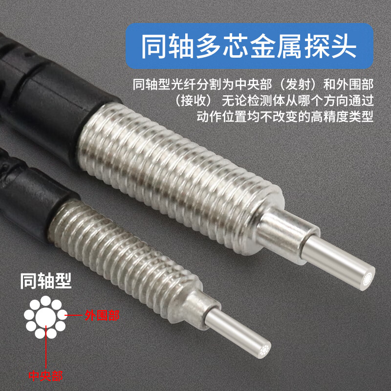 Yue Changsheng Shiloite coaxial multi-core m3m4m6 extended head fiber optic amplifier probe induction line sensor diffuse M4 reflective coaxial multi-core needle length 20MM