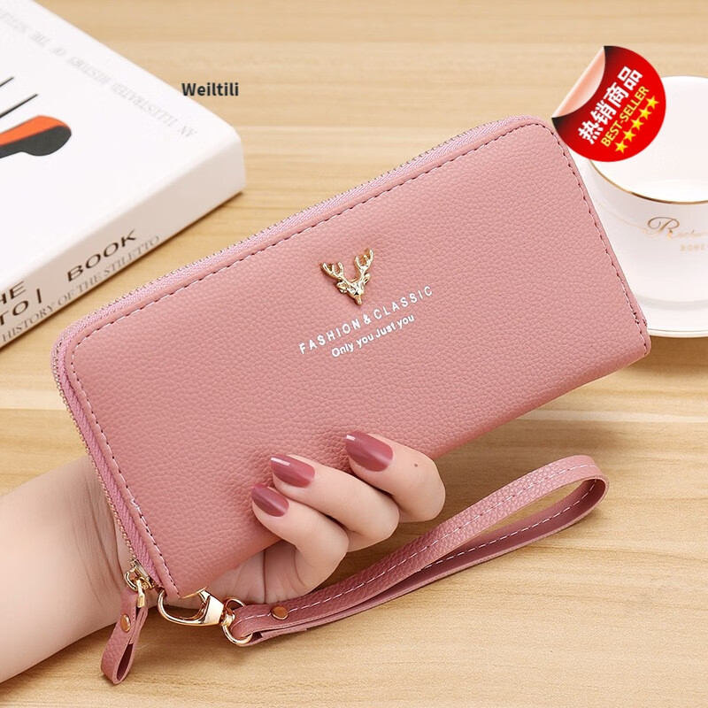 Weiltili long wallet for women 2024 new Japanese and Korean large capacity mobile phone wallet buckle waist crossbody casual clutch bag 3664 taro purple