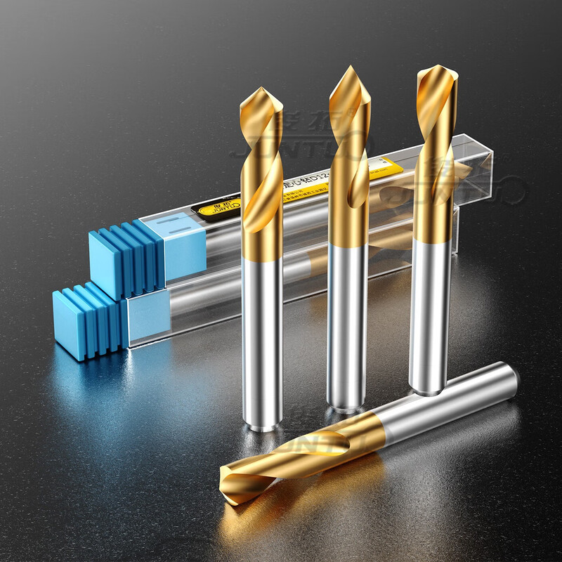 Juntuo HSS center drill bit center drill 90-degree extended center drill fixed-point titanium-plated dot positioning stainless steel point hole 2.0MM (90 cobalt-containing center drill)