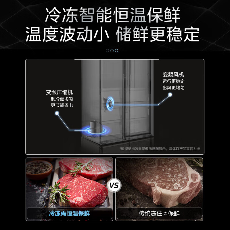 Midea double-door double-door 571-liter large-capacity household refrigerator first-class energy efficiency dual-frequency air-cooled frost-free embedded tail cargo machine BCD-571WKPM(E)