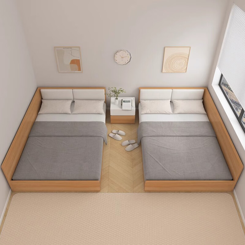 Qiuye Zhuifeng solid wood tatami children's bed second child family bed parent-child bed small apartment splicing large bed small bed widened platform combination 2 1.2 meters + 1.5 meters + matching thick mattress 2 urban area delivery