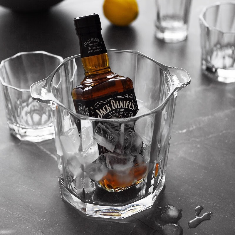 NUDE Turkey imported nude glass ice bucket champagne beer wine barrel refrigeration cooling household ice bucket ice bucket 1650ml single free ice clip