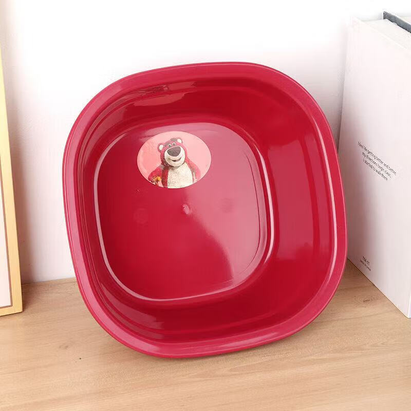 Household plastic basin children's wash basin student dormitory hand washing basin baby strawberry bear cartoon small square basin 1