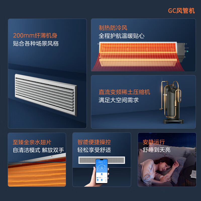 Midea duct machine 5 hp 6 hp first-level, second-level and third-level energy efficiency central air conditioner one-to-one embedded full DC variable frequency home smart air conditioner living room installation included Home appliance subsidy 5 hp first-level energy efficiency duct machine included installation