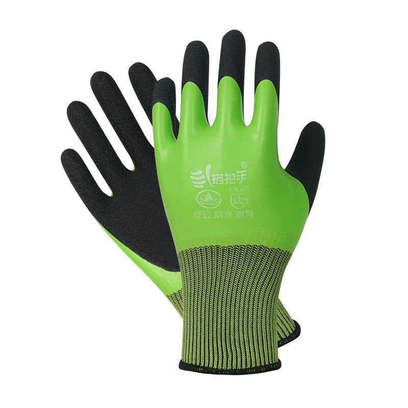 Jingxi Selection Anti-thorn, waterproof and slippery gardening gloves, thickened, wear-resistant, labor protection, garden forest protection, cactus, rose, pepper, high elasticity, green, 3 pairs, thickened, dipped, wear-resistant/anti-thorn/waterproof/breathable