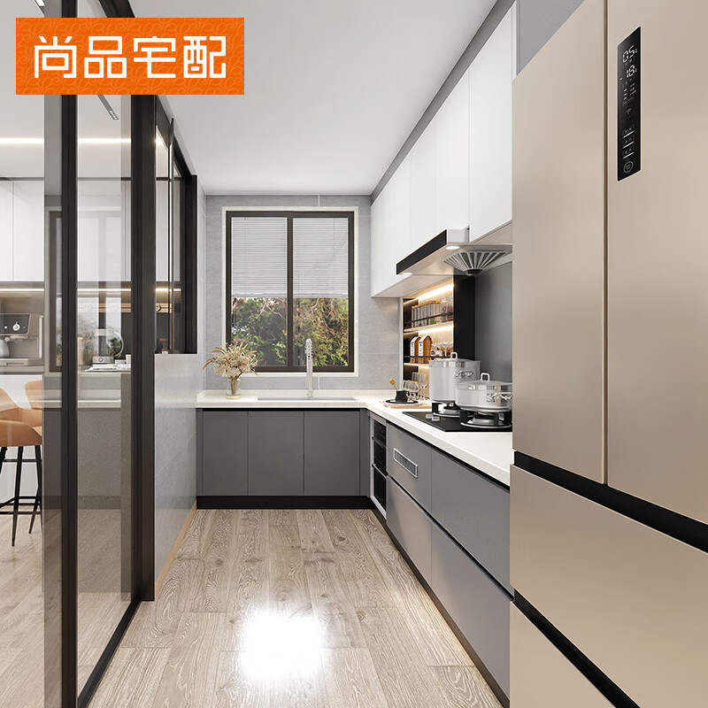 Huili's home furnishing kitchen cabinets for small apartments Winter Love Song kitchen overall quartz stone countertops home decoration customized gold (the specific price is subject to the actual plan)