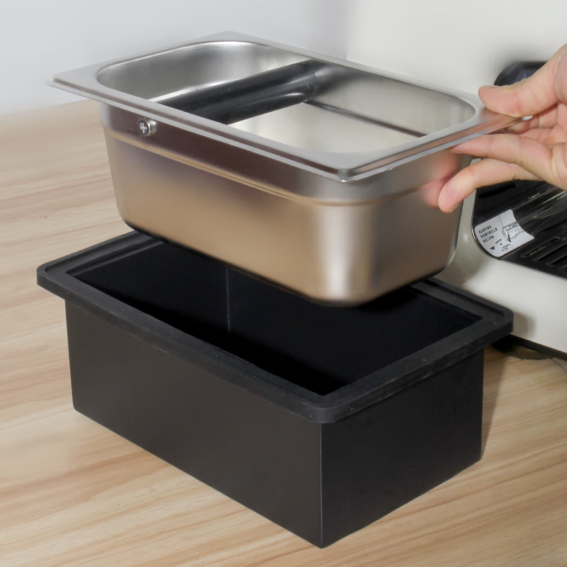 Stainless steel embedded square dregs bucket to store coffee residues coffee knocking bar tabletop box powder dregs bucket