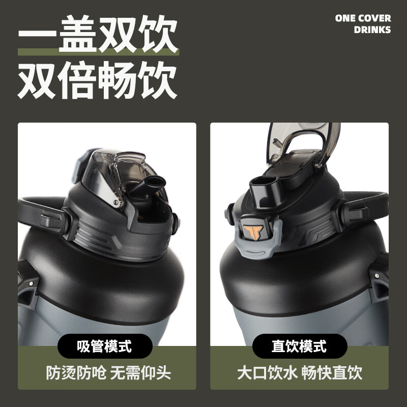 TKK New Large Capacity Insulated Kettle Ton Bucket Men's 316 Stainless Steel Portable Outdoor Straw Water Cup New Product Desert Yellow-Long-lasting Insulation 1650ml