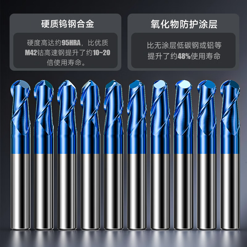 Mr. Fujino Fujinoi 65 degree tungsten steel ball cutter carbide CNC tool end mill stainless steel special R-shaped ball head mill R6*12D*150 blue