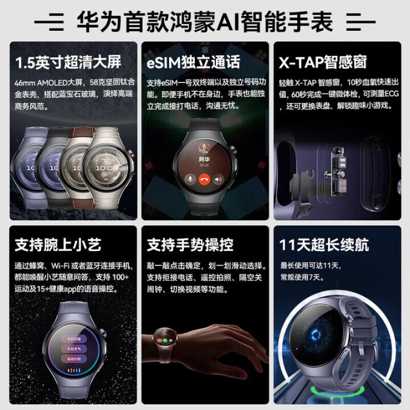 Huawei (HUAWEI) is an immediate success. Huawei watch WATCH5 smart sports watch AI fingertip blood oxygen health monitoring independent call blood pressure blood sugar assessment Valentine's Day birthday gift Ziqi Donglai Huawei WATCH5 46mm Galaxy Purple 2025 flagship fashion new model