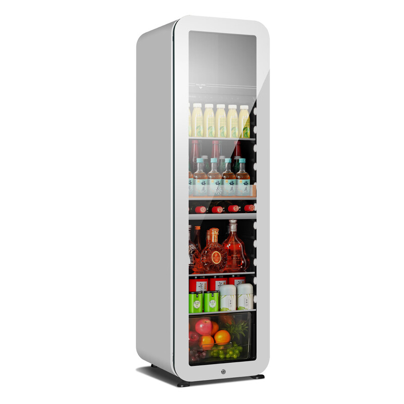 PULADI variable frequency first-class energy-efficiency ice bar, independent freezing area, home living room refrigeration, frost-free office refrigerator, dual-temperature beverage, wine cabinet, tea and fruit freshness and ice making, 1.76 meters, pearlescent white, dual-temperature, freezing + refrigeration 229L