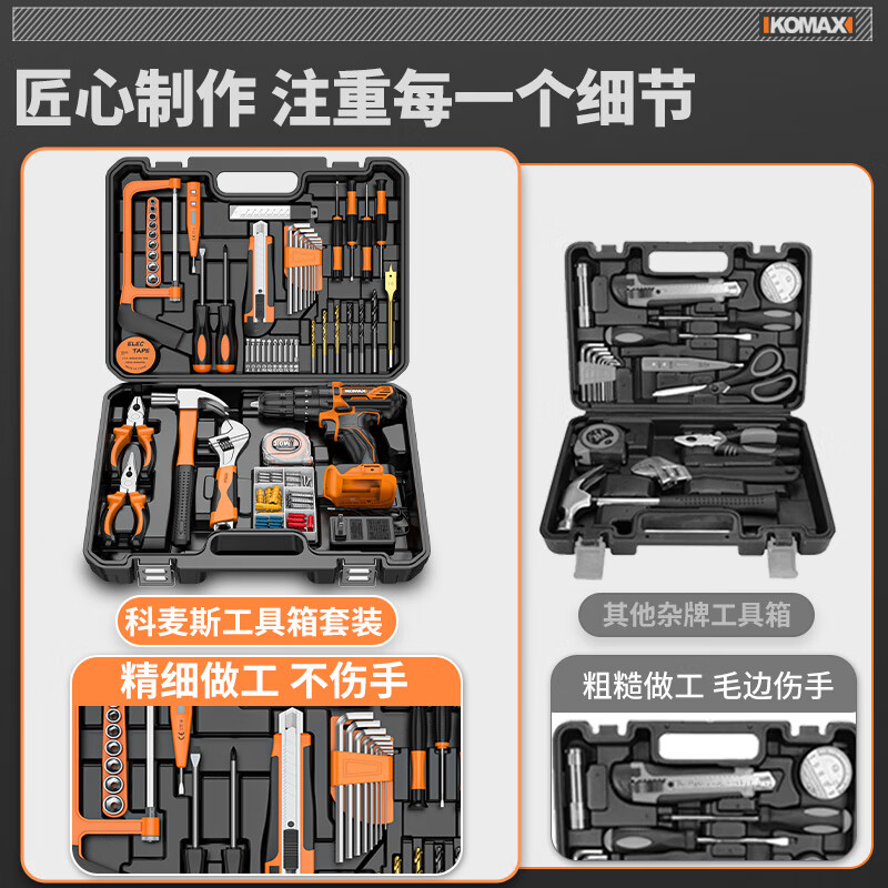 Komax Tool Box Set Household Multi-Function Hardware Tools Home Electrician Vehicle Repair Combination Complete Set 45-piece Set