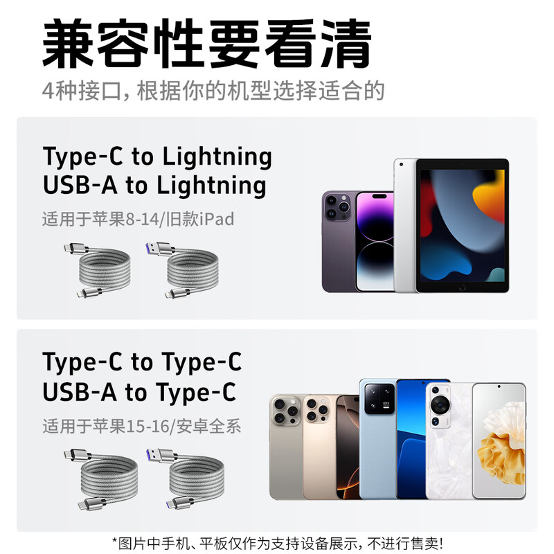 Bemo Magnetic Data Cable Type-C to Lightning Charging Cable 27W Fast Charging Cable Car Suitable for iPhone8-14 Lightning Port Tablet iPad Huawei Silver