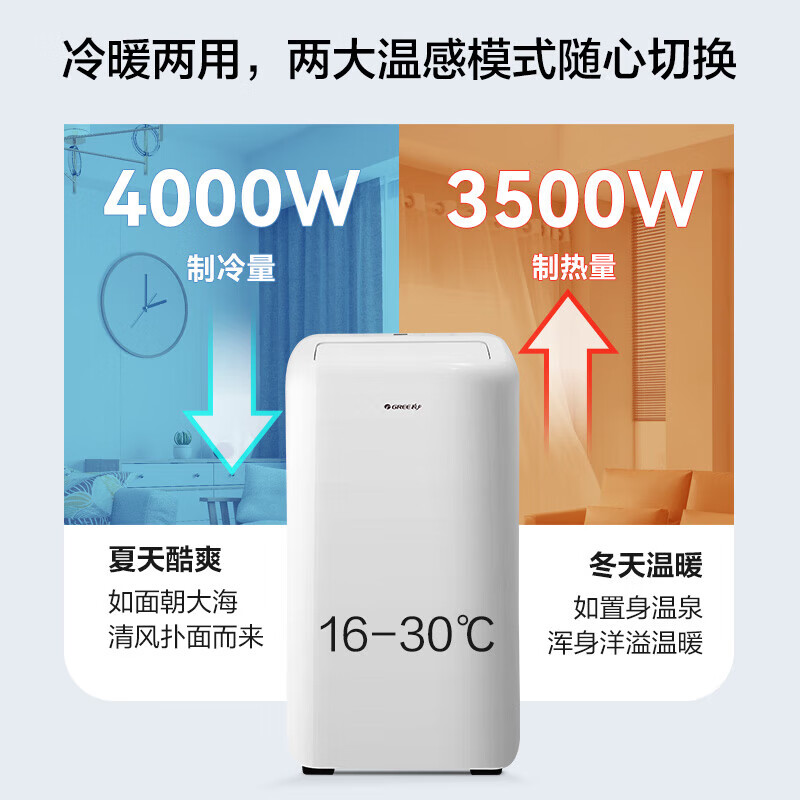 Gree (GREE) 2 HP mobile air conditioner single cooling with WIFI no external unit punch-free air conditioner all-in-one dehumidification portable window unit kitchen living room rental room vertical air conditioner strong cooling large 2 HP can be cooled and heated - hot model in 25 years - SF Logistics delivers to your home