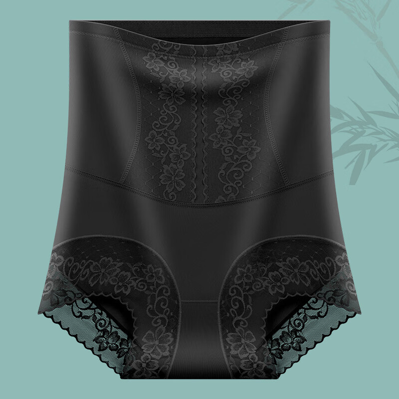 Guangdong Puning Tummy Control Panties Women's Strong Shaping Waist Body Pants Ice Silk Seamless High Waist Tummy Control Butt Lifting Pants 3 Black + Champagne L Recommended 100-120 catties