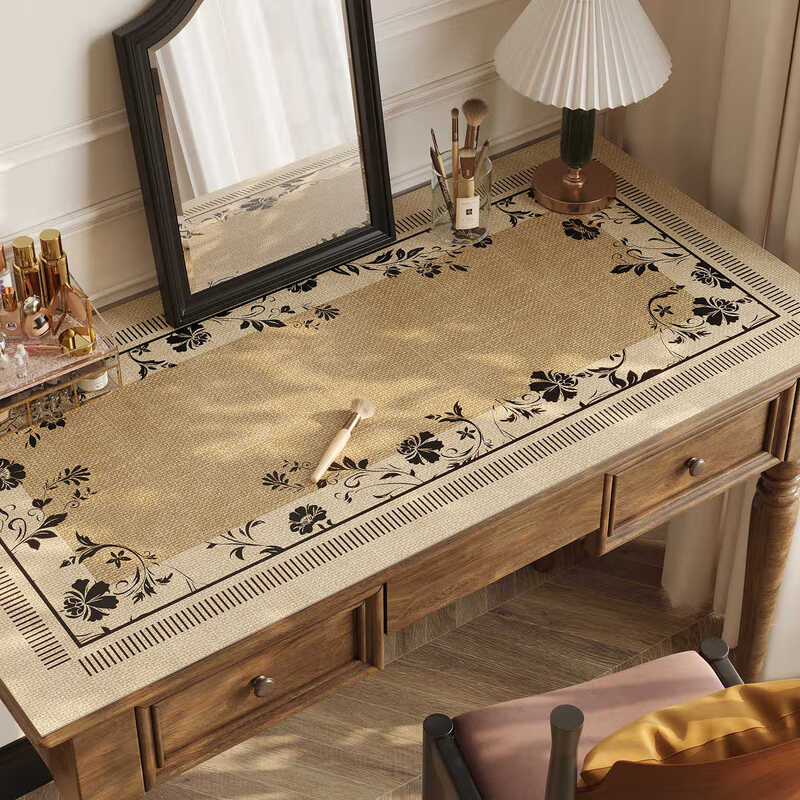 Ruidan dressing table table mat, antique style waterproof and oil-proof, no-wash tablecloth, TV cabinet, sideboard table mat, countertop protection mat, Heman 60*120CM, high temperature anti-scalding, no curling