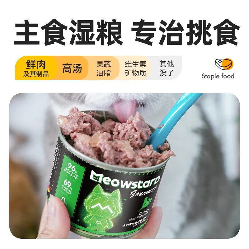 Meowda imported from Germany canned cat staple food, grain-free, hypoallergenic, fresh meat, wet food for young cats, pheasant chicken & chicken 200g*6