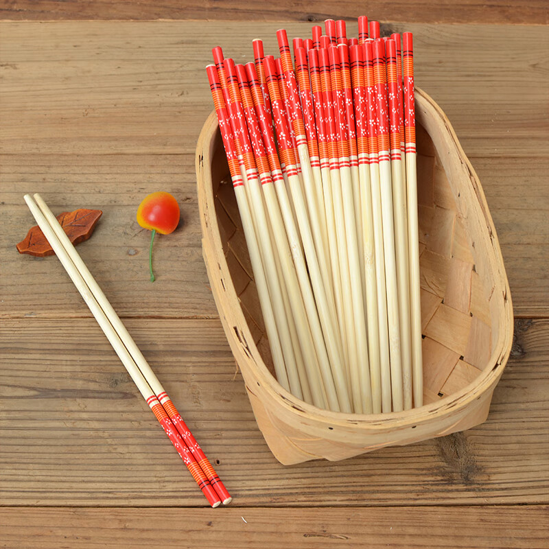 Jiamo Red Flower Bamboo Chopsticks 50 Pairs Home Wedding Housewarming Hotel Happy Event Red Disposable Chopsticks