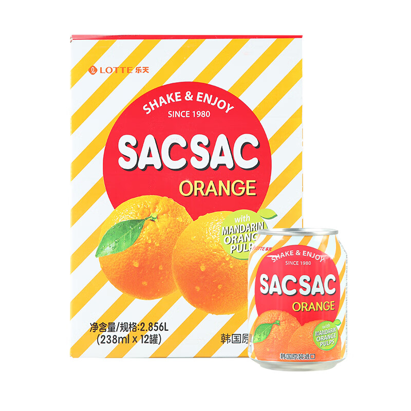 LOTTE orange juice drink 238ml*12 cans imported from Korea
