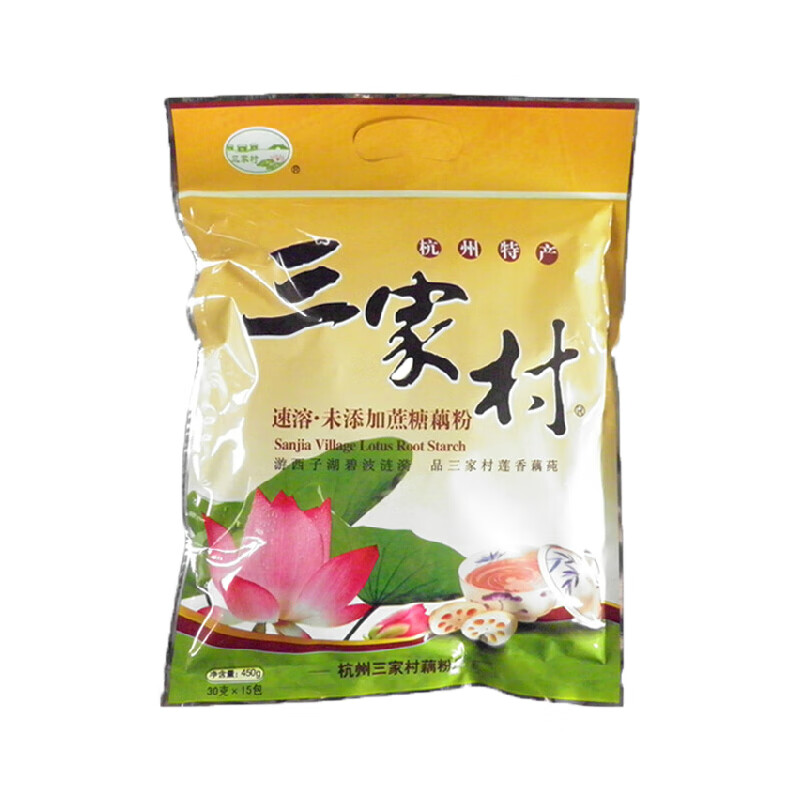 Sanjiacun Hangzhou specialty Sanjiacun lotus root starch soup nutritious osmanthus and lotus seeds genuine West Lake lotus root starch breakfast sachet 400g Osmanthus and lotus seed flavor 400g*4 bags (40 sachets in total)