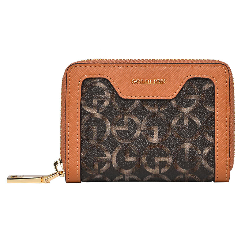Goldlion Card Holder Women's 2025 New Wallet Card Holder One-in-One Two-in-One Women's Small Card Holder ID Bag Bank Card Light Luxury Brown Brown Official Authorization Penalty 10 for Fake