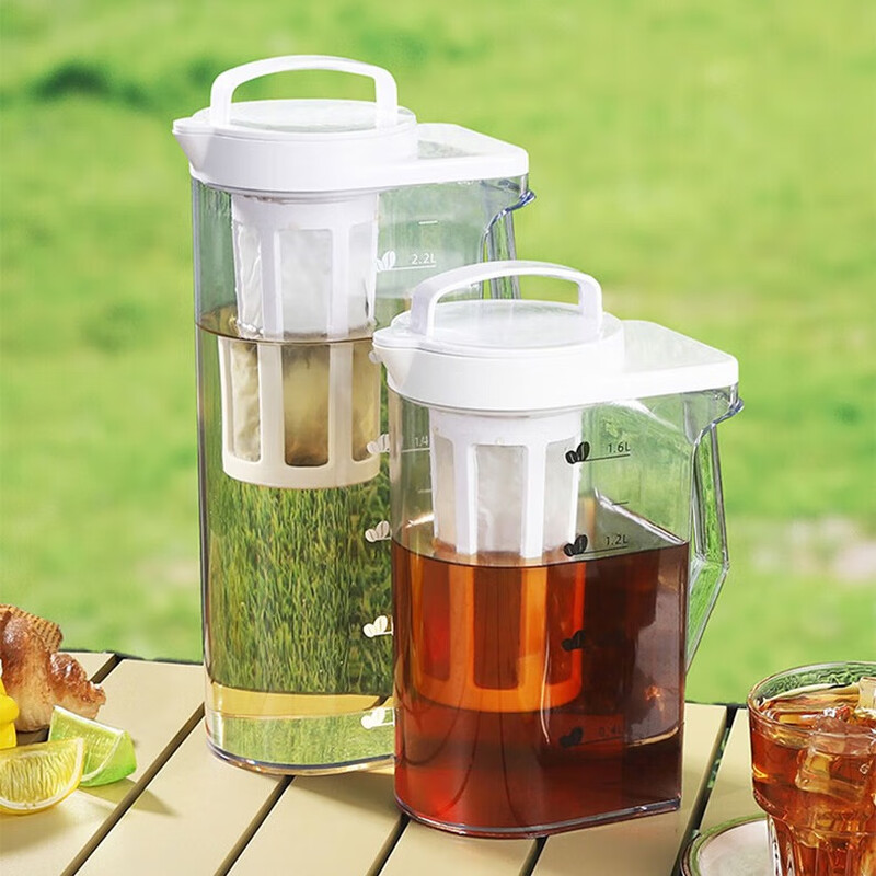 Mongdio Coffee Cold Brew Pot Large Capacity Cold Brew Cup Cold Brew Pot Cold Brew Bottle Ice Drop Cold Crisp Tea Pot Cold Water Kettle White Handheld Cold Brew Pot 1600ml