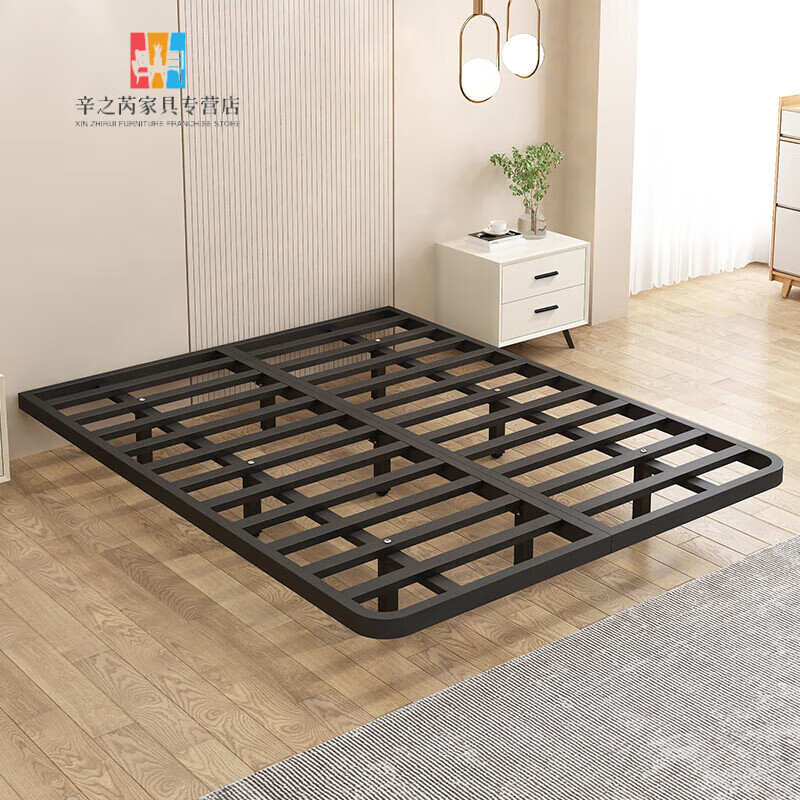 Mengyier suspended bed simple Italian minimalist tatami row frame double master bedroom iron bed suspended bed frame upgraded rounded corners suspended black bed (bold and thickened 1000mm*2000mm