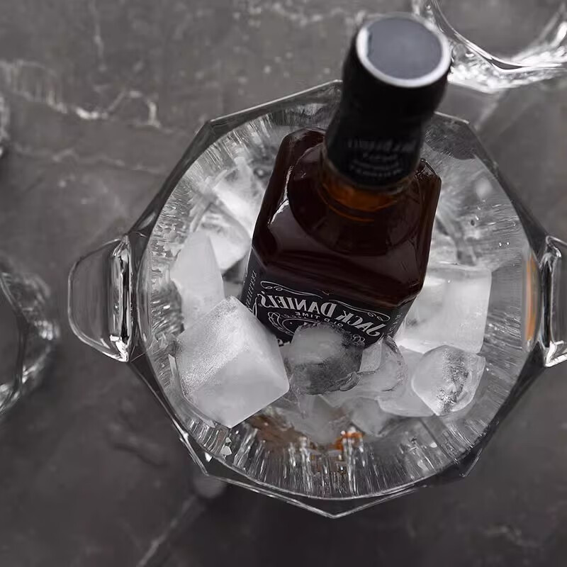 NUDE Turkey imported nude glass ice bucket champagne beer wine barrel refrigeration cooling household ice bucket ice bucket 1650ml single free ice clip