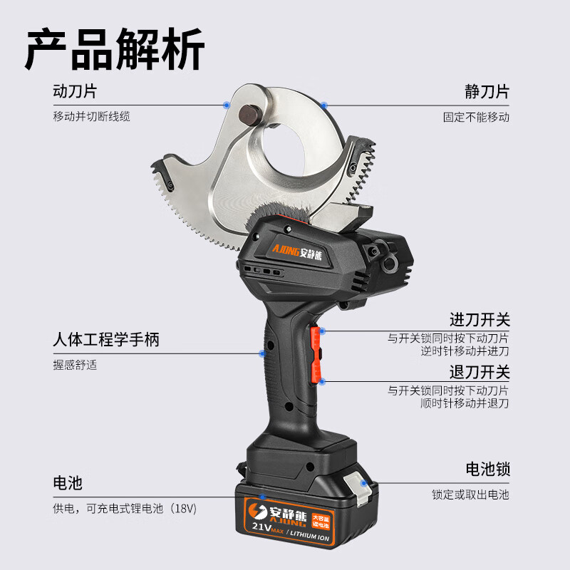 Quiet Bear Electric Ratchet Shears Industrial Cable Cutting Pliers Steel Core Wire Armored Copper Aluminum Wire Portable Gear Scissors