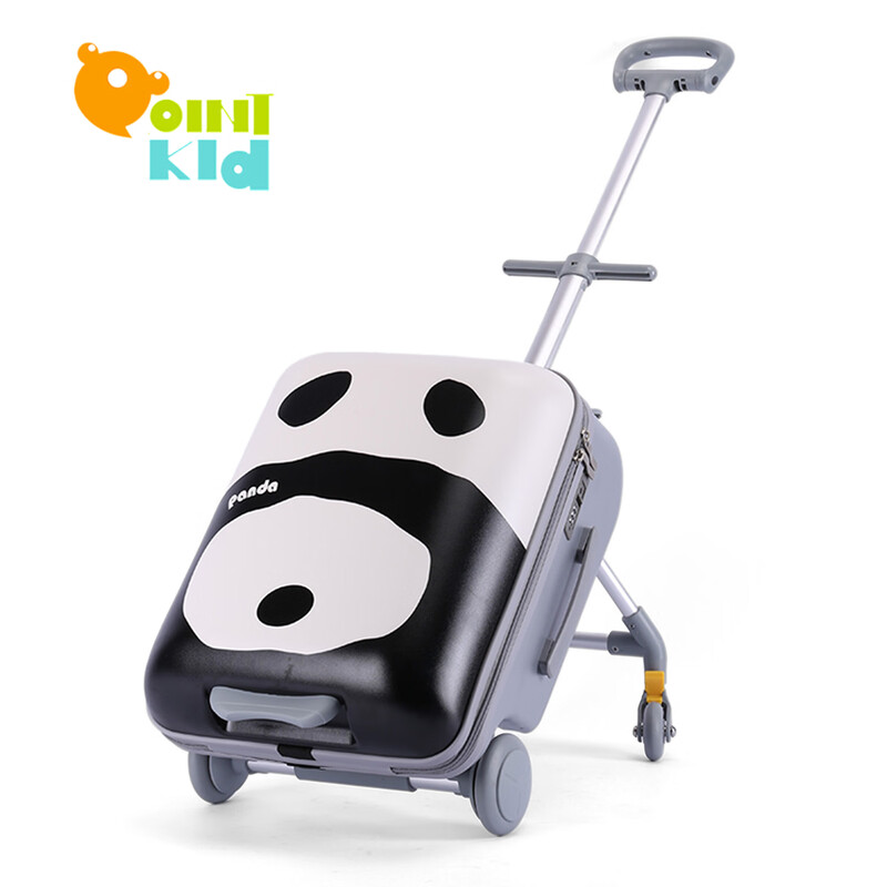 POINT KID children's suitcase that can sit and ride, boy and girl walking box, trolley box, balance car, baby cartoon suitcase, cartoon panda 20 inches