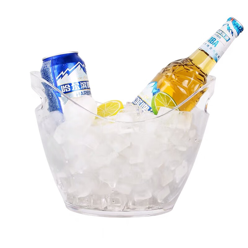 Wen Yijia acrylic thickened transparent ingot ice bucket champagne bucket plastic bar ktv soda beer frame ice cube red transparent small ingot style 4L